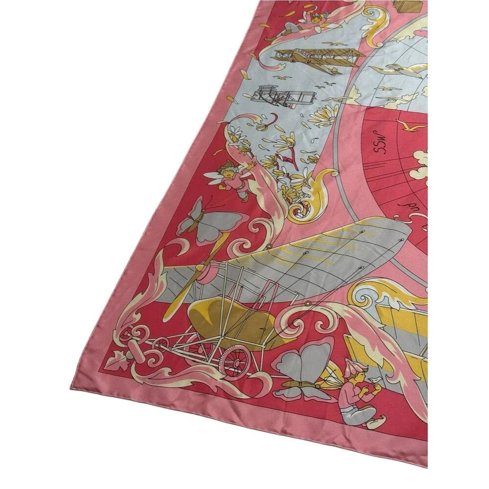 Vintage Projectif Silk Scarf Commemorative CFM Power of Flight Aviation History